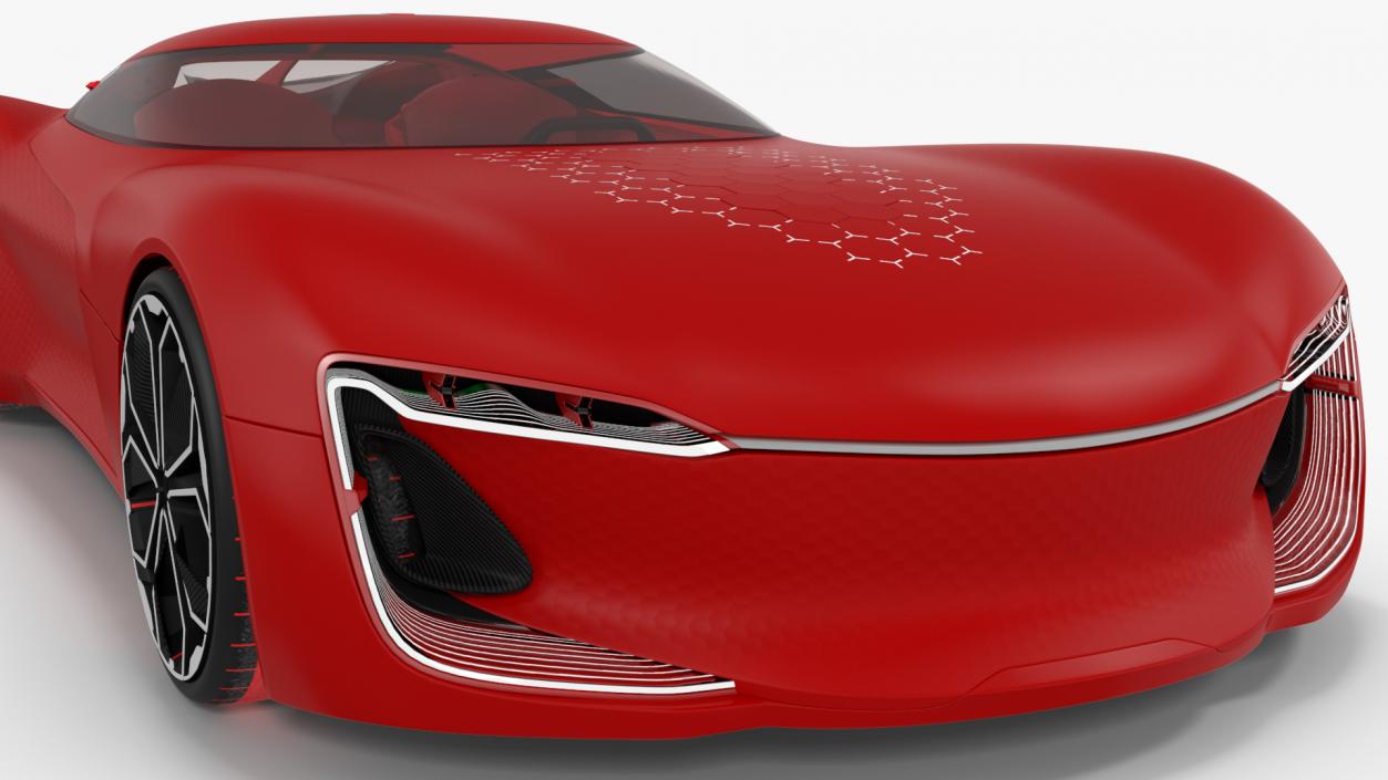 Electric Sports Concept Car Simple Interior Red 3D