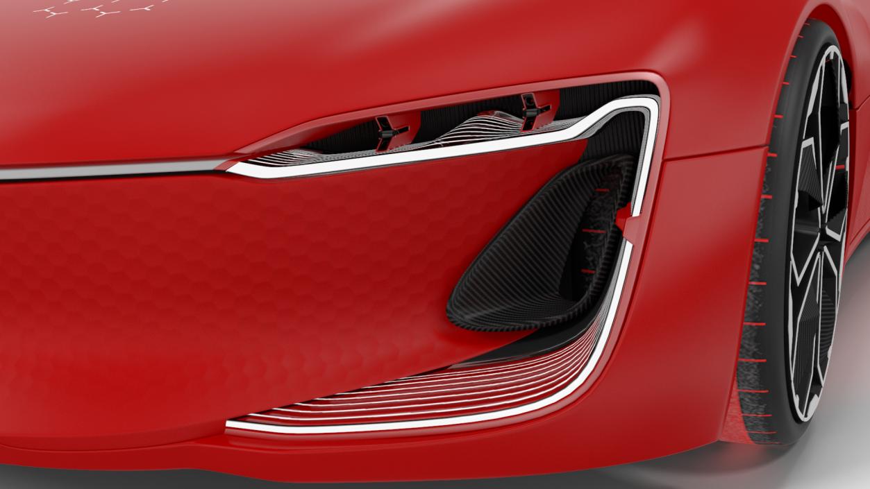 Electric Sports Concept Car Simple Interior Red 3D