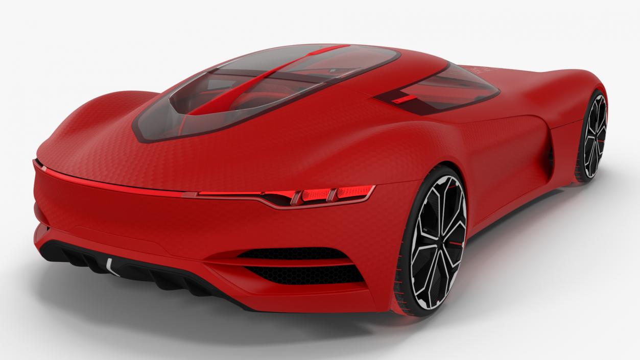 Electric Sports Concept Car Simple Interior Red 3D