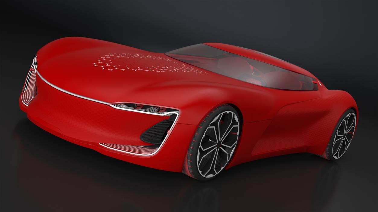 Electric Sports Concept Car Simple Interior Red 3D