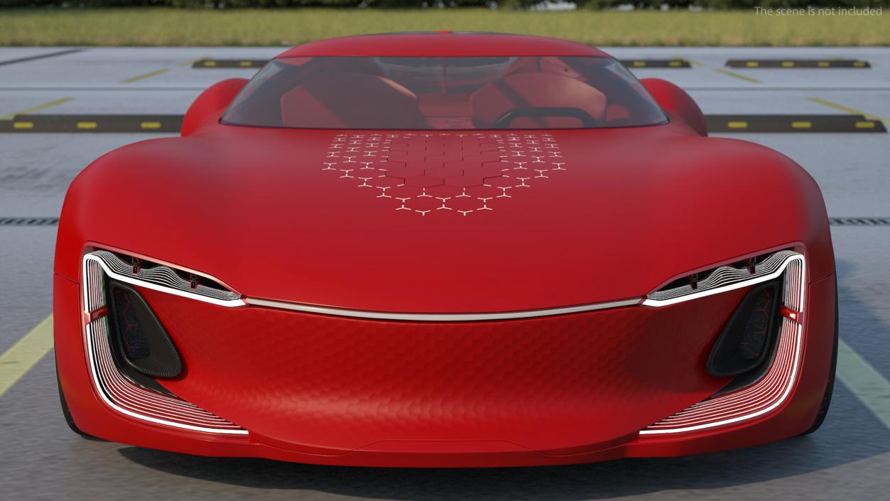 Electric Sports Concept Car Simple Interior Red 3D