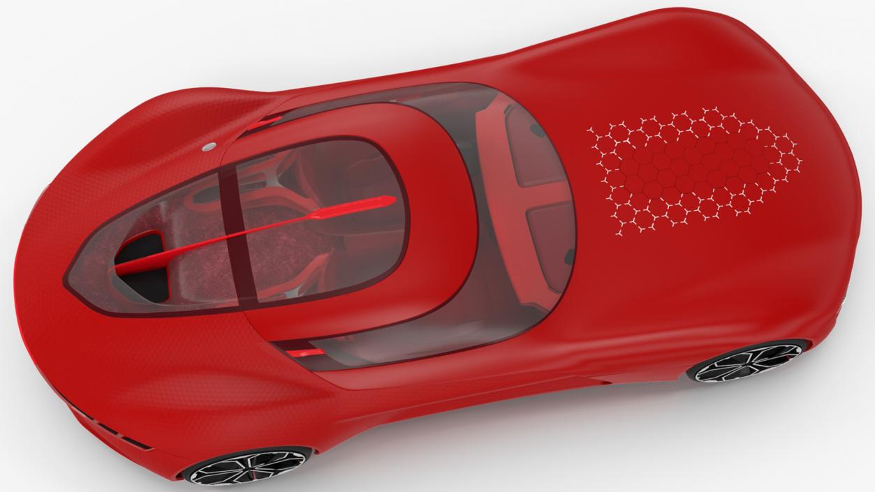 Electric Sports Concept Car Simple Interior Red 3D