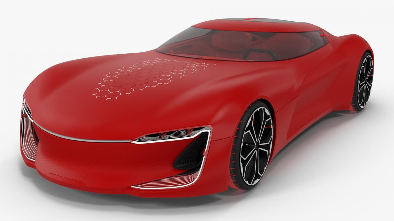 Electric Sports Concept Car Simple Interior Red 3D