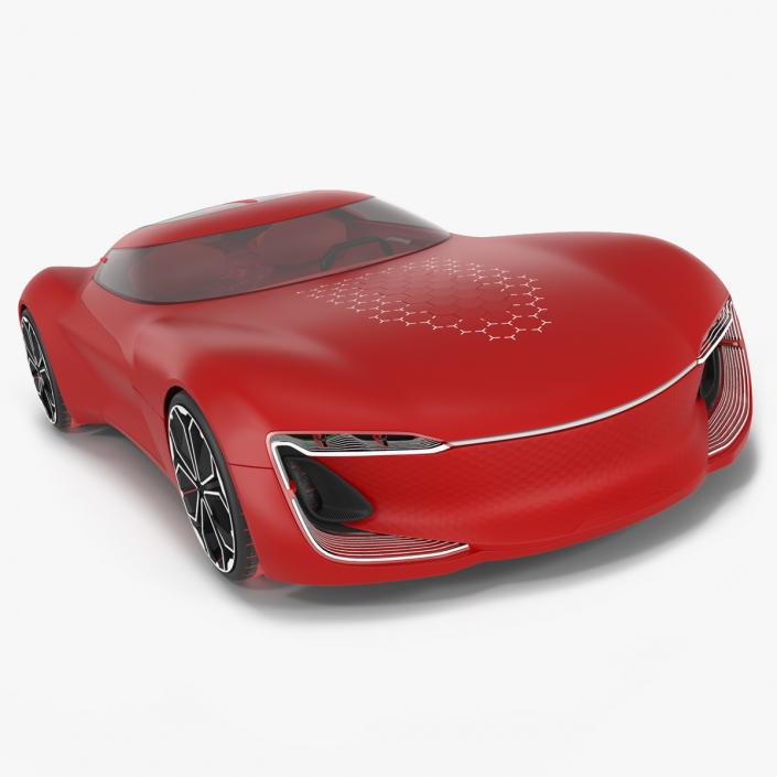 Electric Sports Concept Car Simple Interior Red 3D