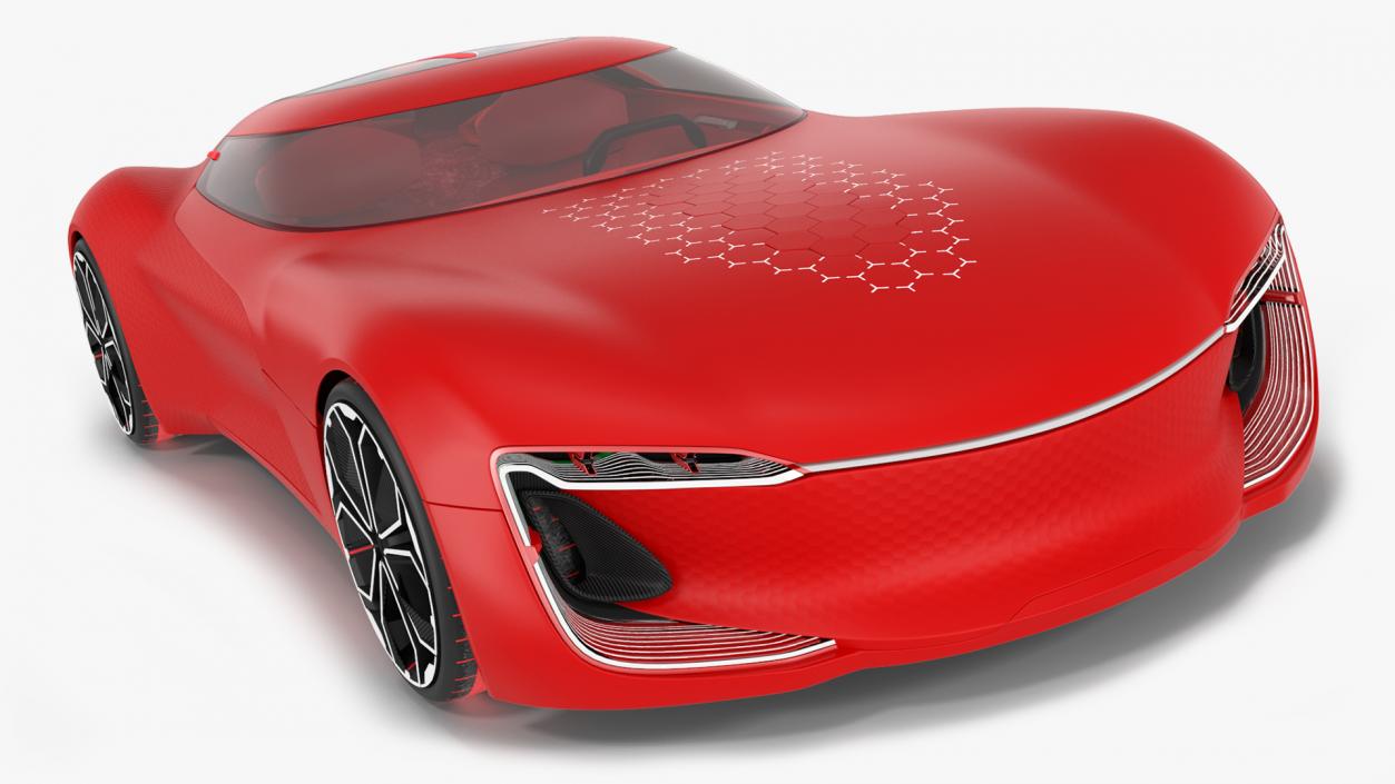 Electric Sports Concept Car Simple Interior Red 3D