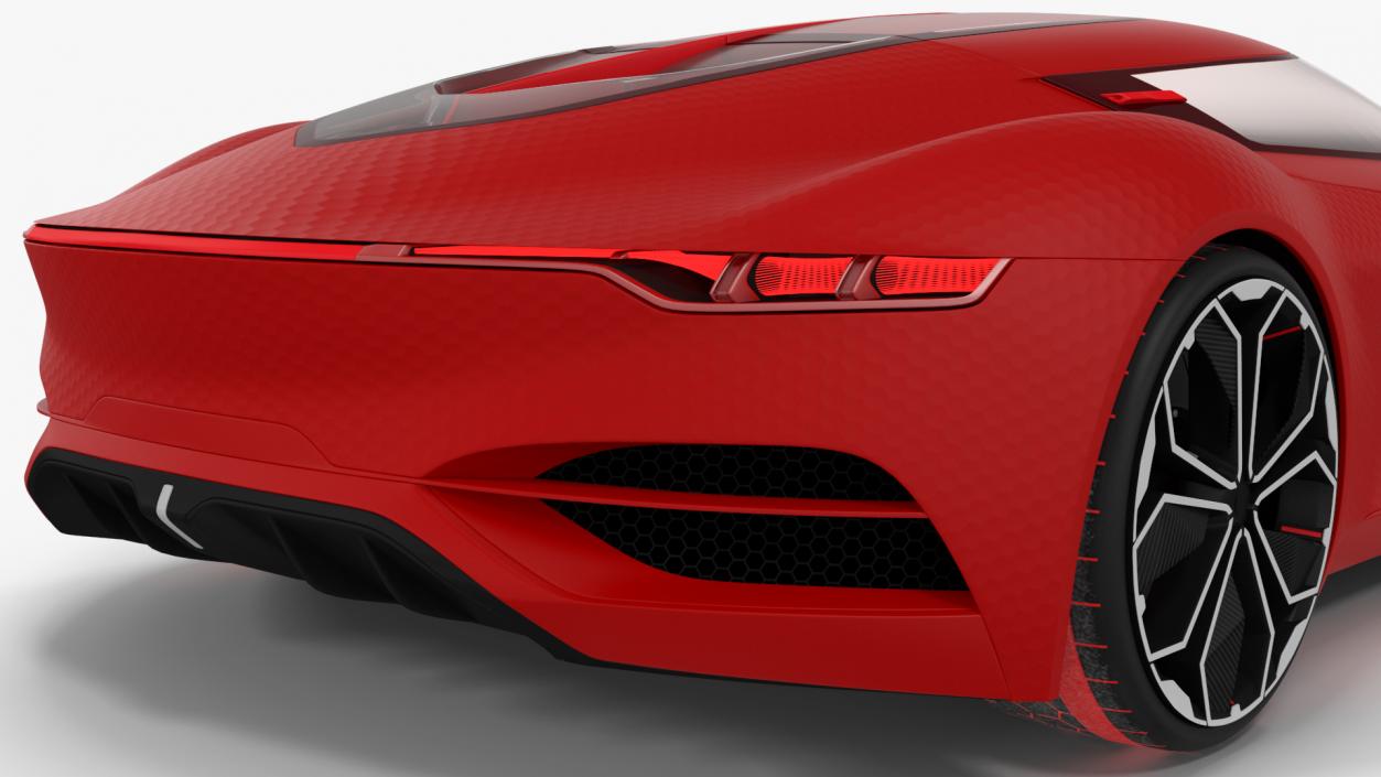 Electric Sports Concept Car Simple Interior Red 3D