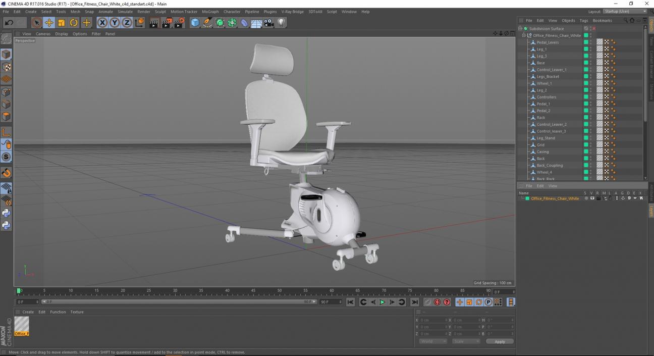 3D Office Fitness Chair White