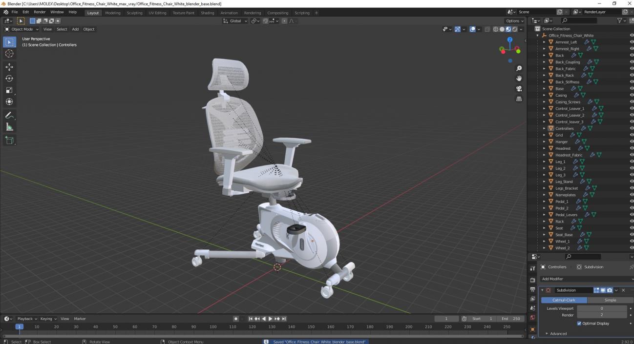 3D Office Fitness Chair White