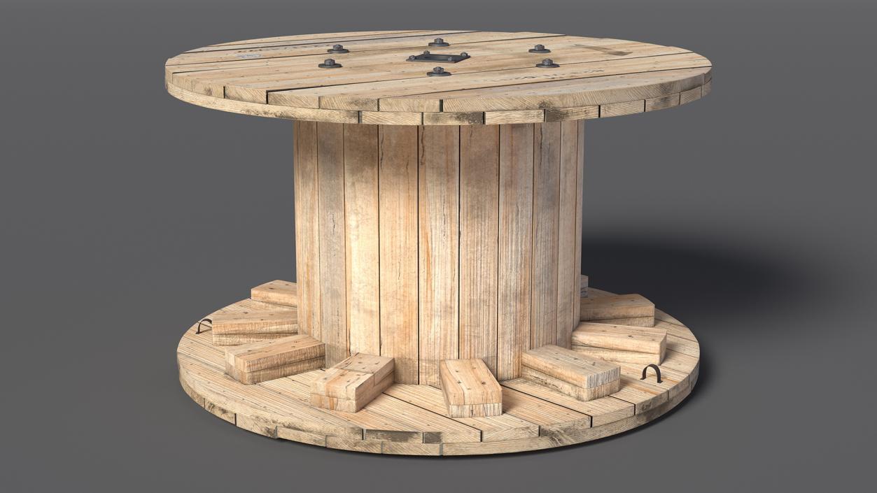 3D Wooden Cable Reel Empty model