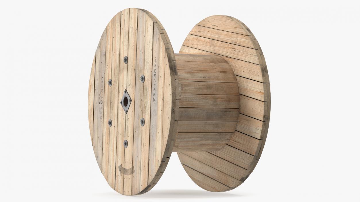 3D Wooden Cable Reel Empty model