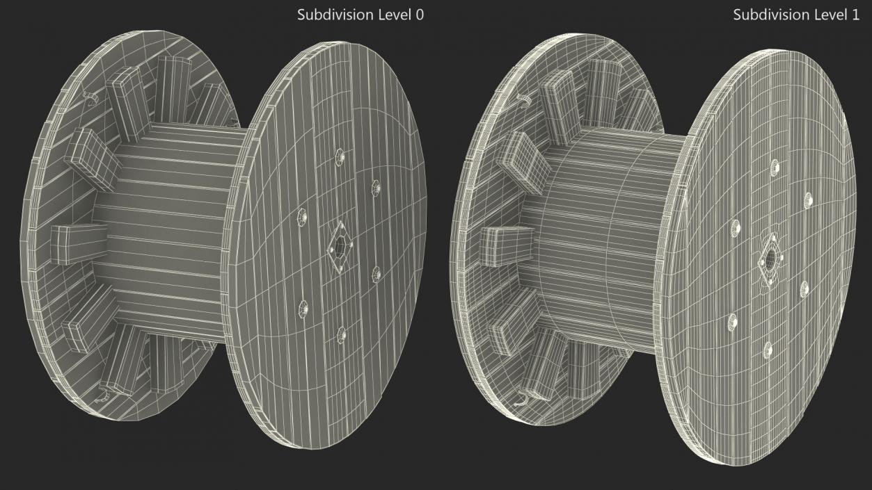 3D Wooden Cable Reel Empty model