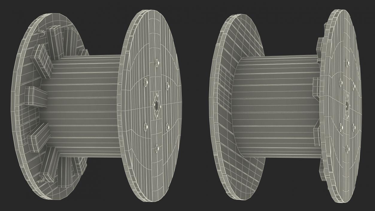 3D Wooden Cable Reel Empty model