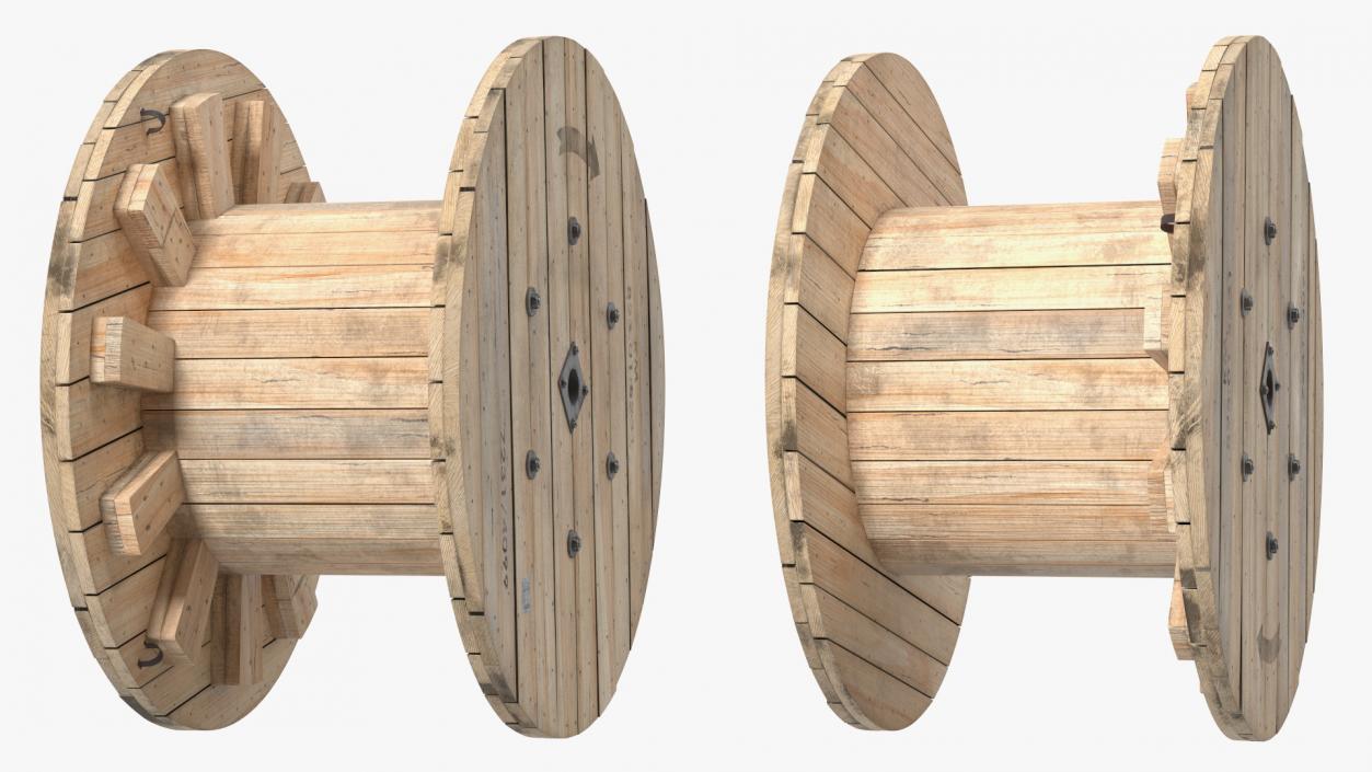 3D Wooden Cable Reel Empty model