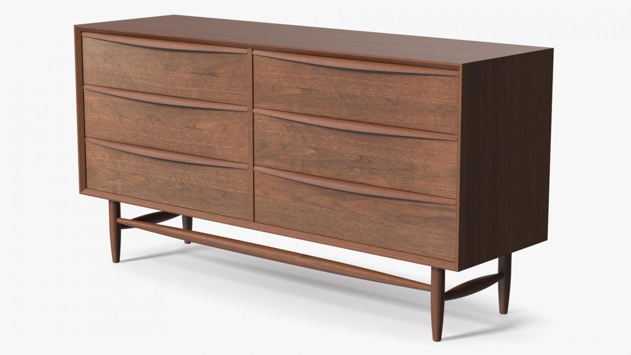 Lenia Walnut Sideboard 3D