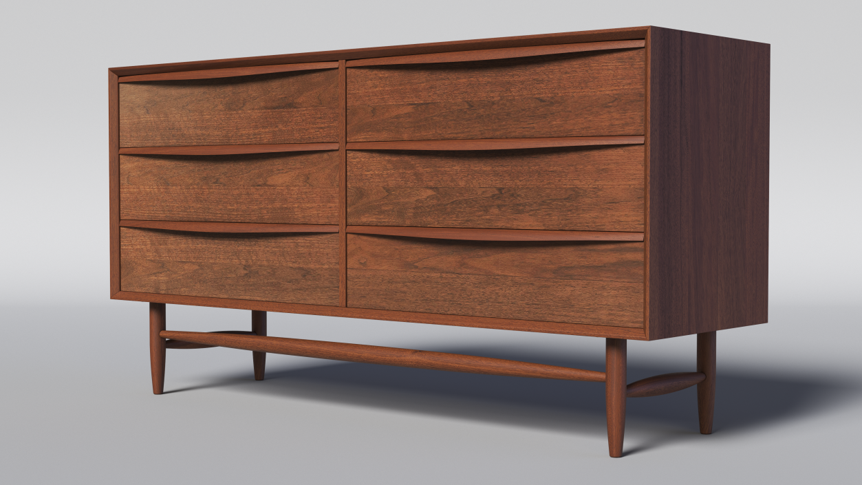 Lenia Walnut Sideboard 3D