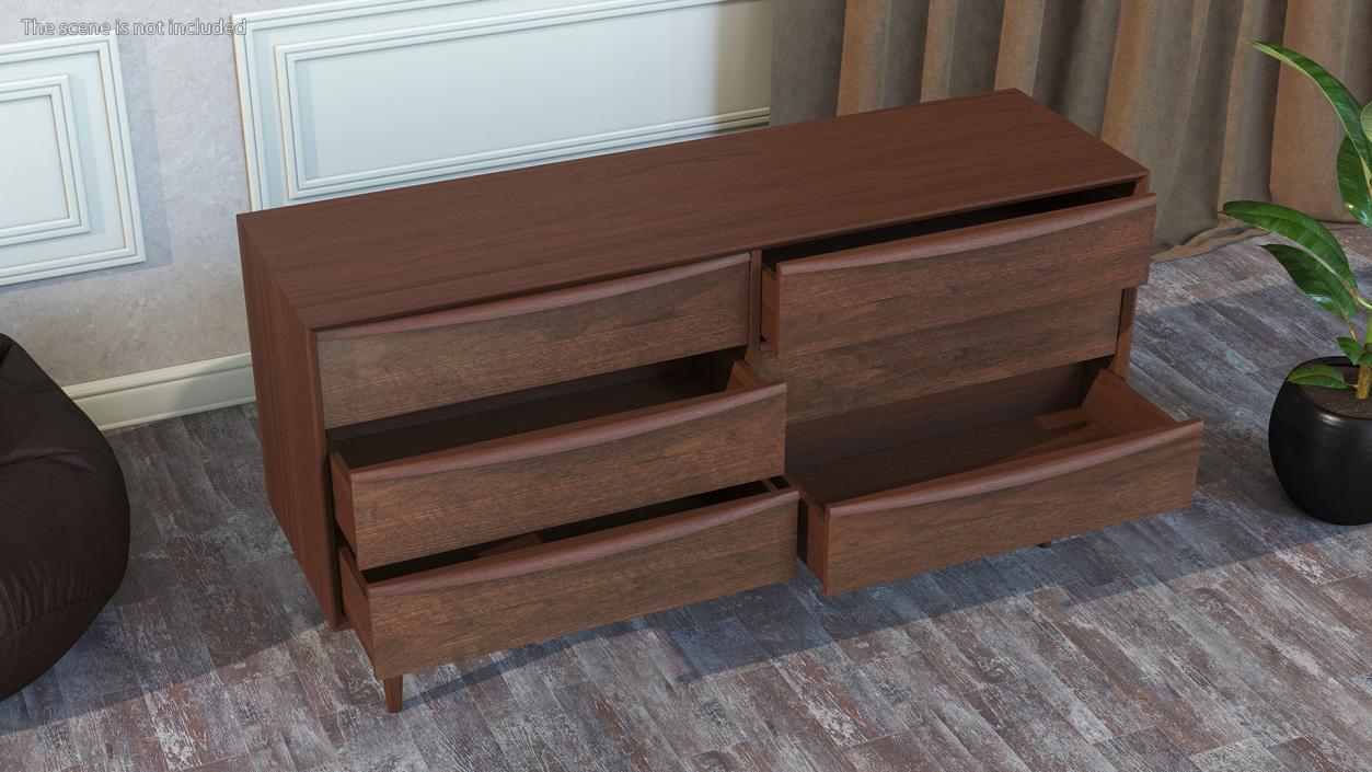 Lenia Walnut Sideboard 3D