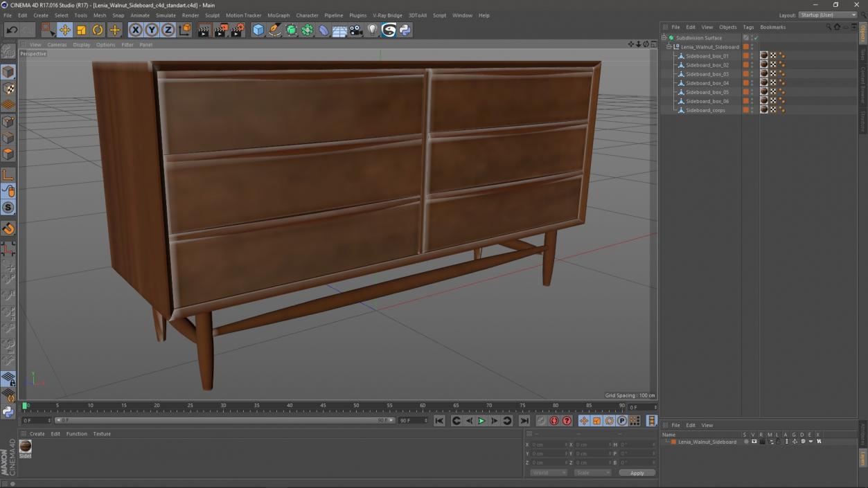 Lenia Walnut Sideboard 3D