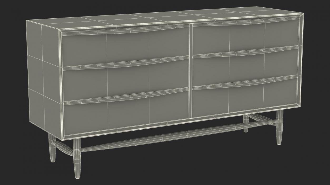 Lenia Walnut Sideboard 3D