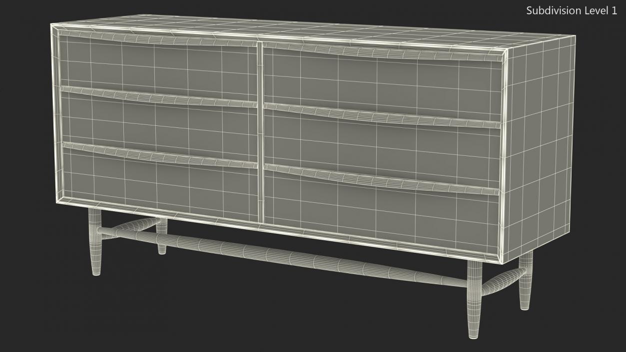 Lenia Walnut Sideboard 3D