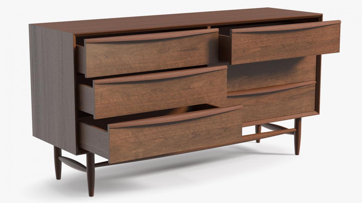 Lenia Walnut Sideboard 3D