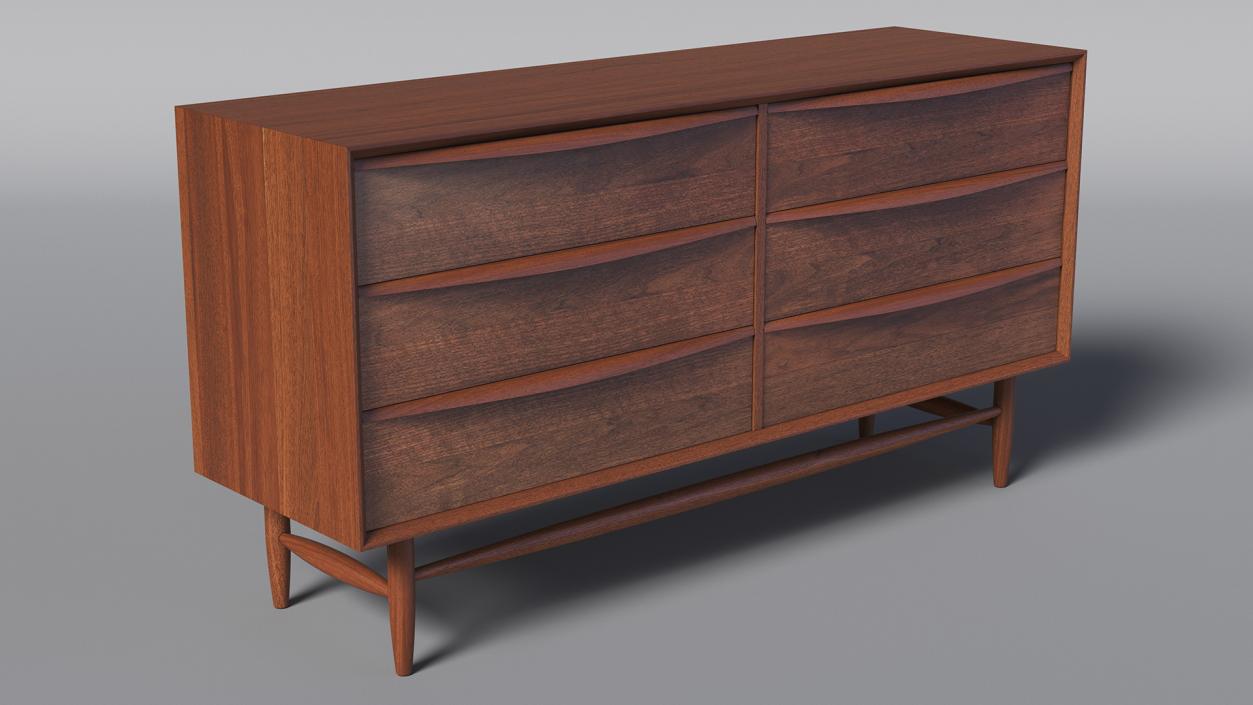 Lenia Walnut Sideboard 3D