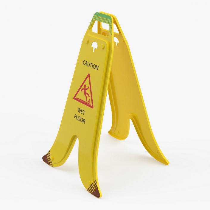 Folding Sign Wet Floor 3D