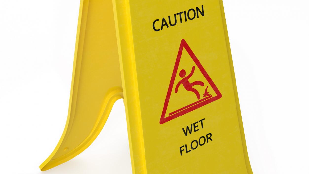 Folding Sign Wet Floor 3D