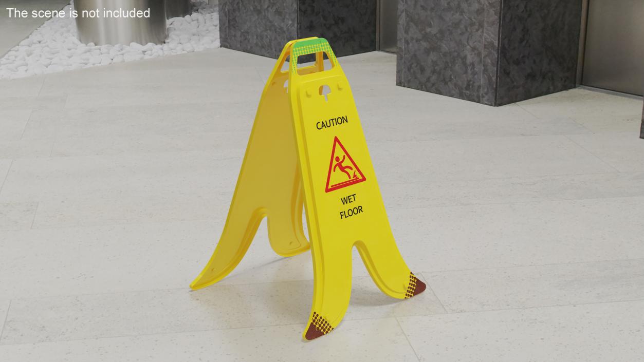 Folding Sign Wet Floor 3D