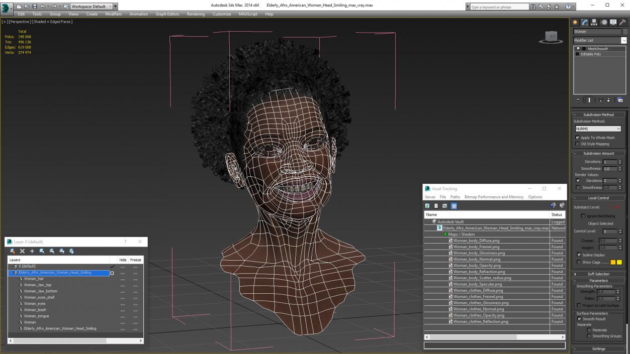 3D model Elderly Afro American Woman Head Smiling