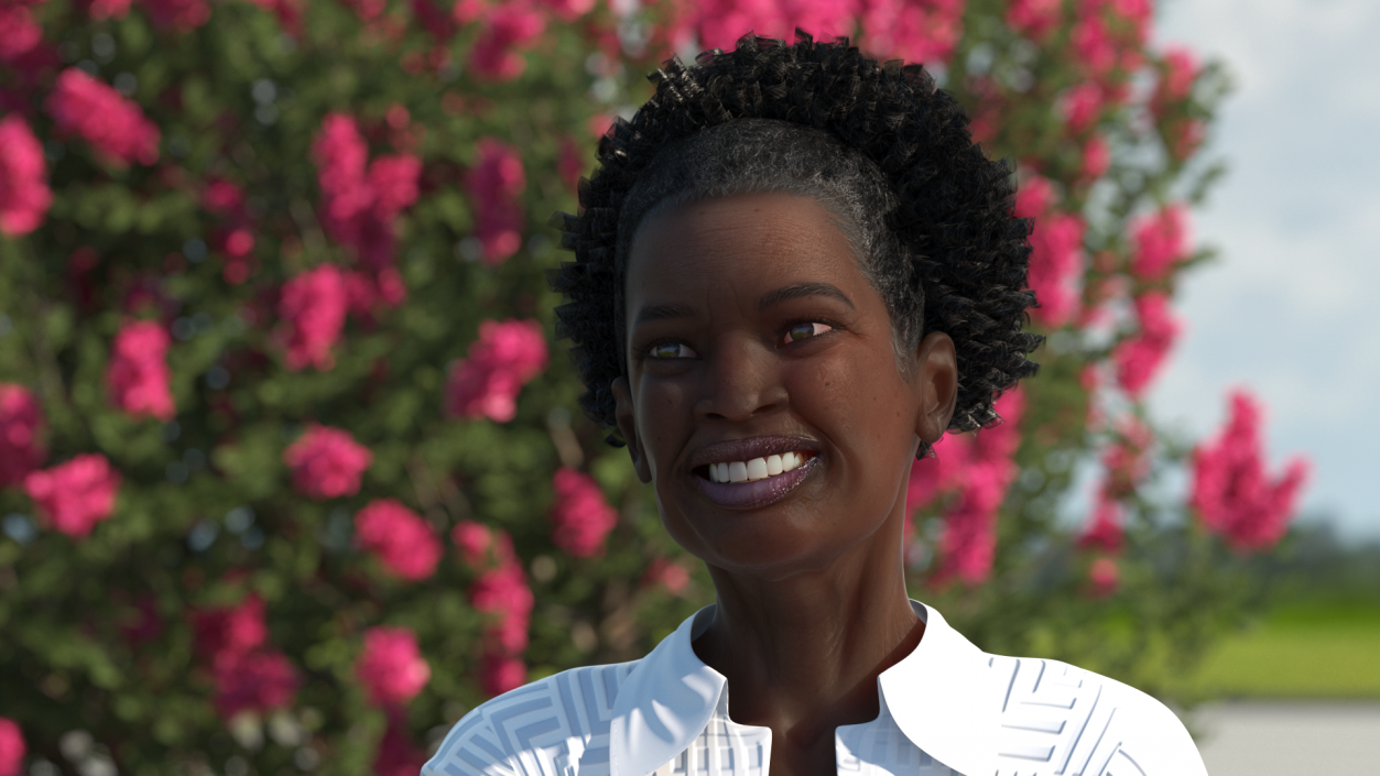 3D model Elderly Afro American Woman Head Smiling