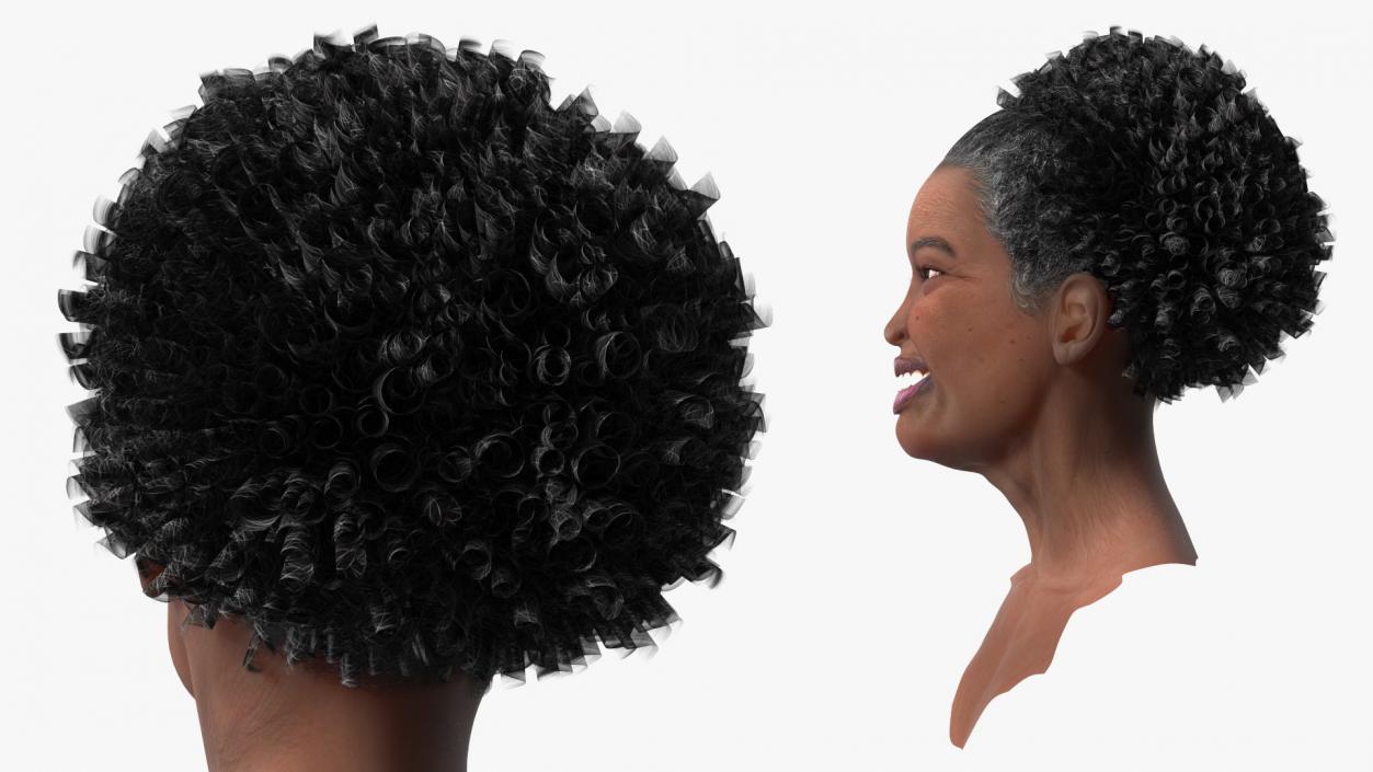 3D model Elderly Afro American Woman Head Smiling