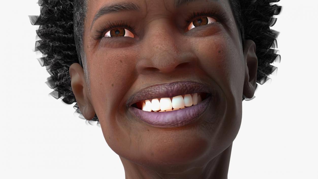 3D model Elderly Afro American Woman Head Smiling