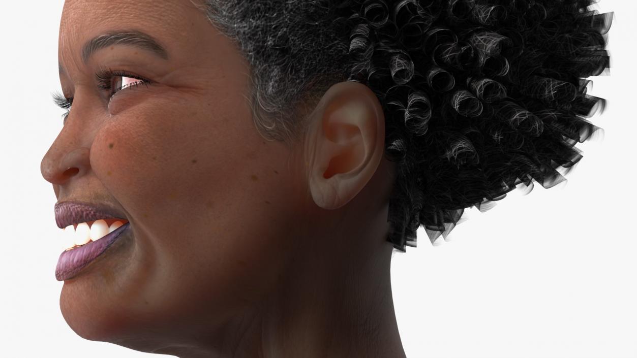 3D model Elderly Afro American Woman Head Smiling