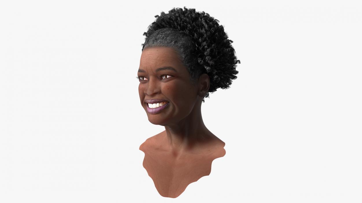 3D model Elderly Afro American Woman Head Smiling