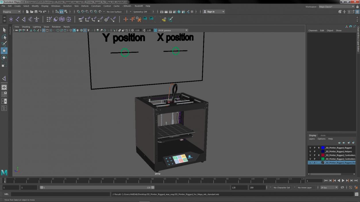 3D Printer Rigged for Maya model