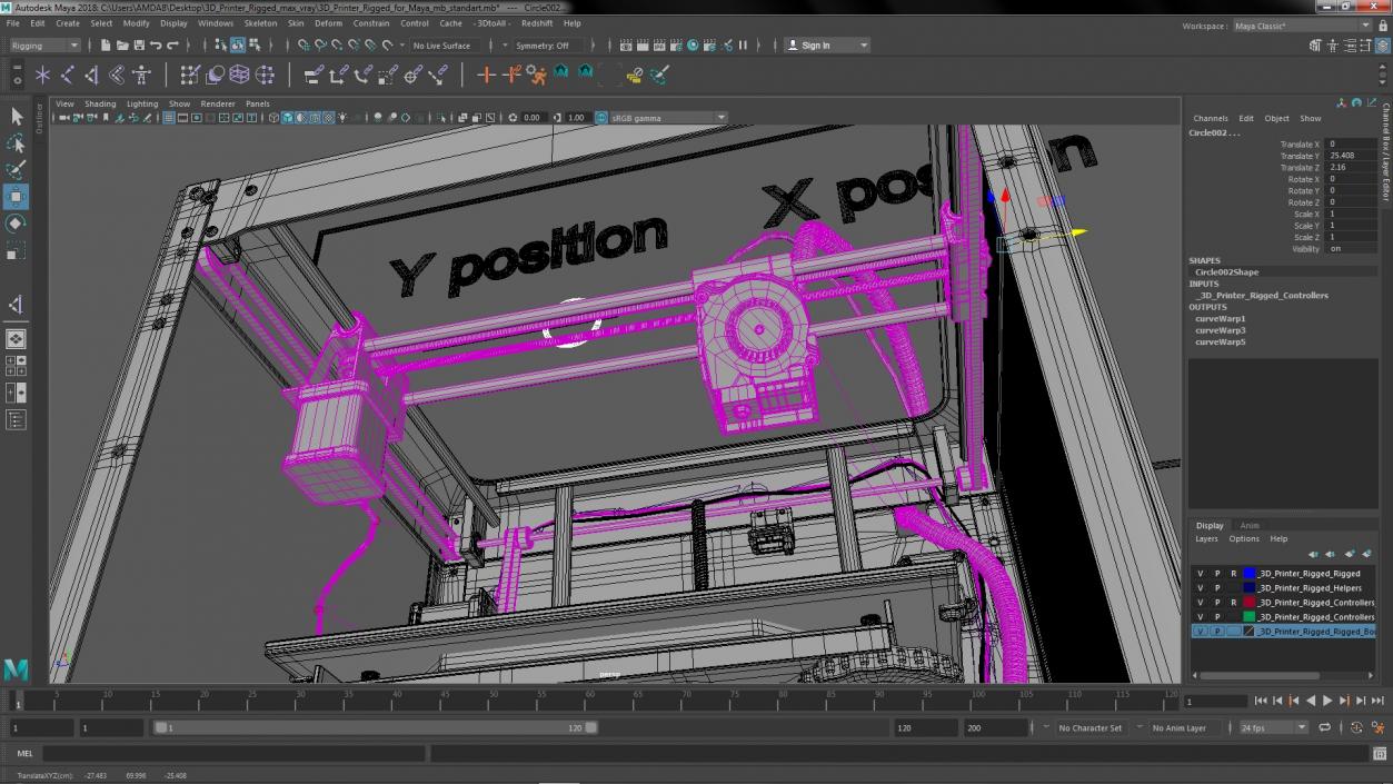 3D Printer Rigged for Maya model