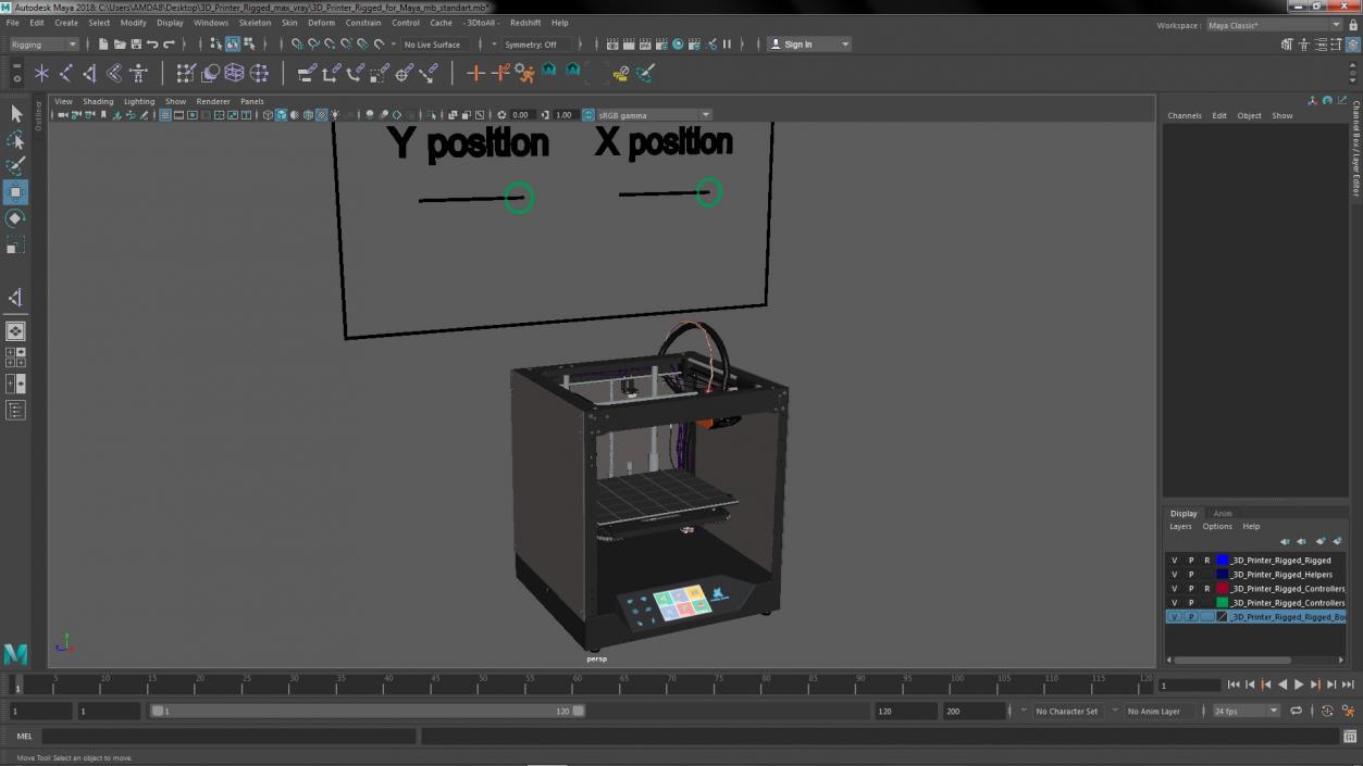 3D Printer Rigged for Maya model