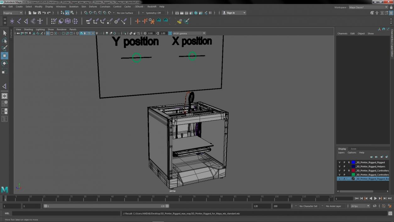 3D Printer Rigged for Maya model