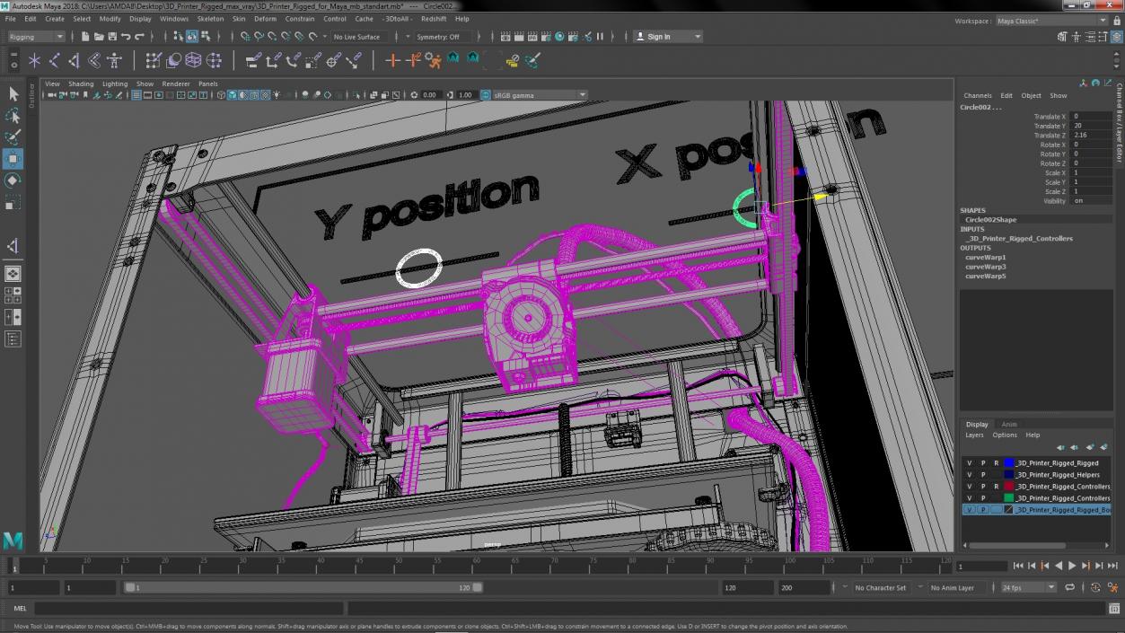 3D Printer Rigged for Maya model