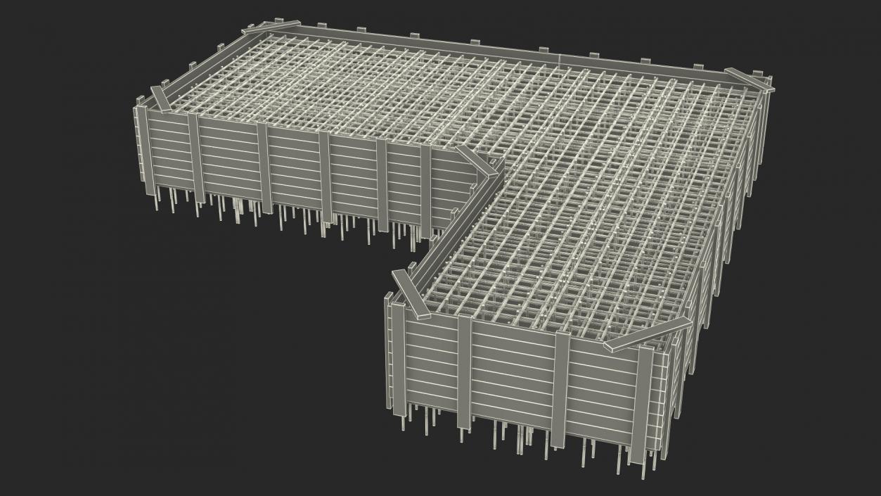 3D Excavation Site with Foundations and Fences model