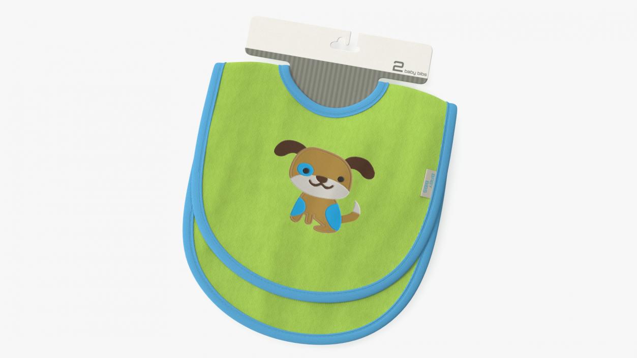 3D Cardboard Hanger with Two Green Baby Bibs