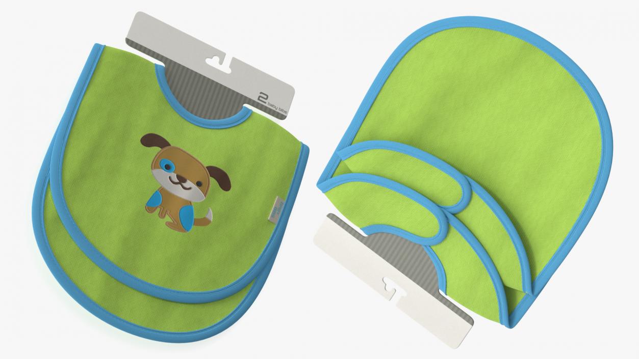 3D Cardboard Hanger with Two Green Baby Bibs