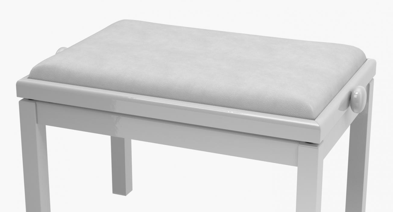 White Piano Bench 3D