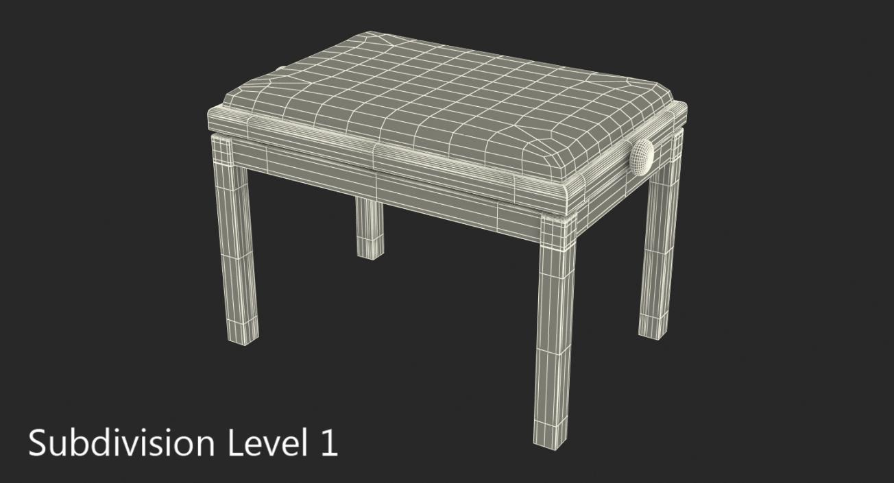 White Piano Bench 3D