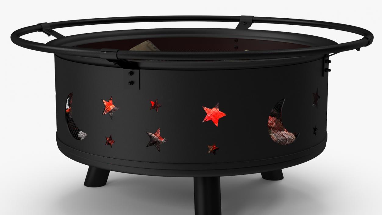 3D model Outdoor Fire Pit with Firewood Open