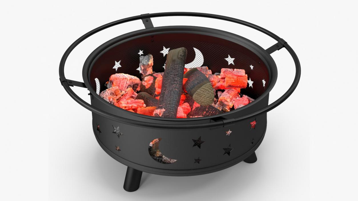 3D model Outdoor Fire Pit with Firewood Open