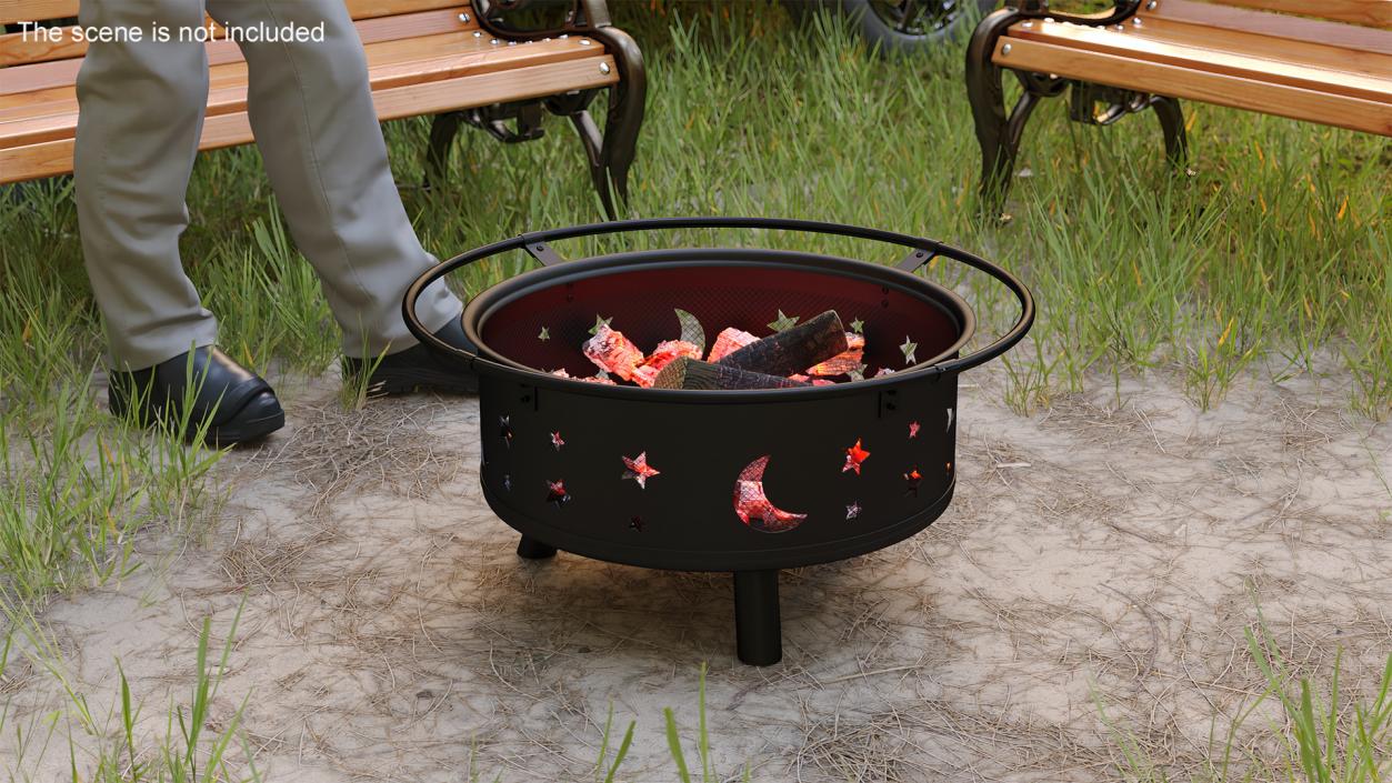 3D model Outdoor Fire Pit with Firewood Open