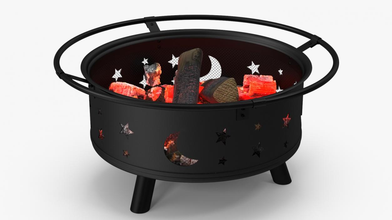 3D model Outdoor Fire Pit with Firewood Open