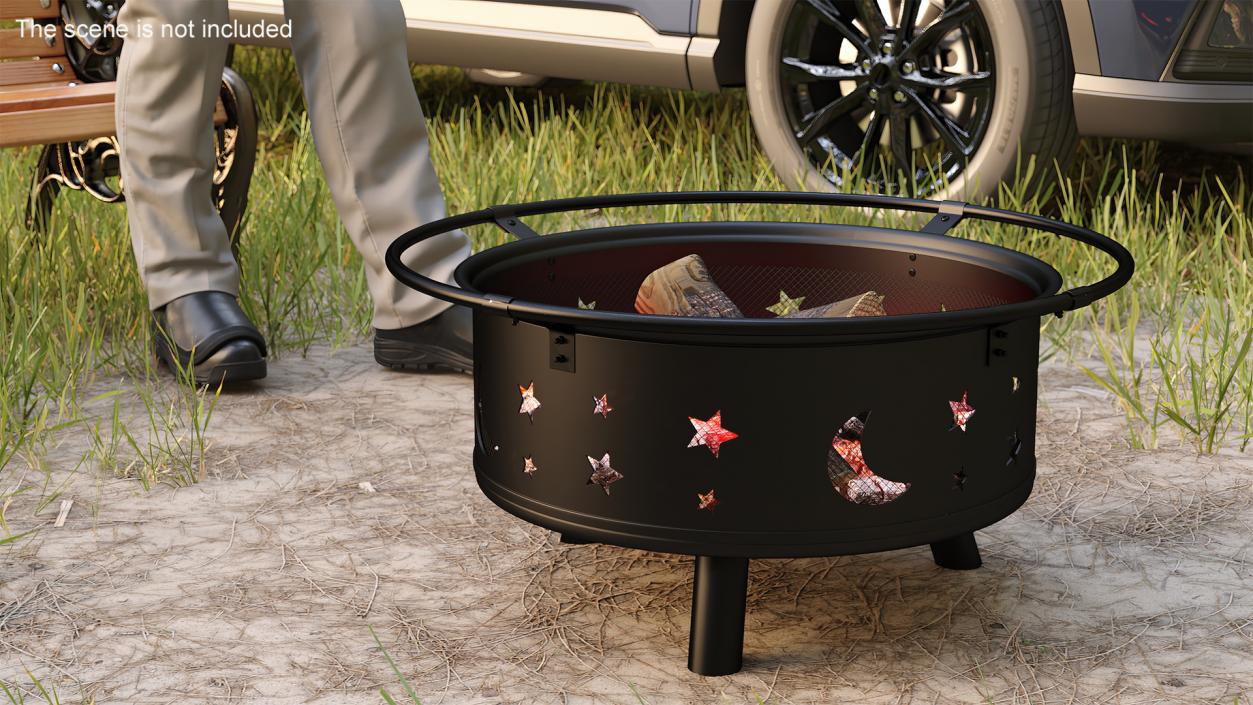 3D model Outdoor Fire Pit with Firewood Open