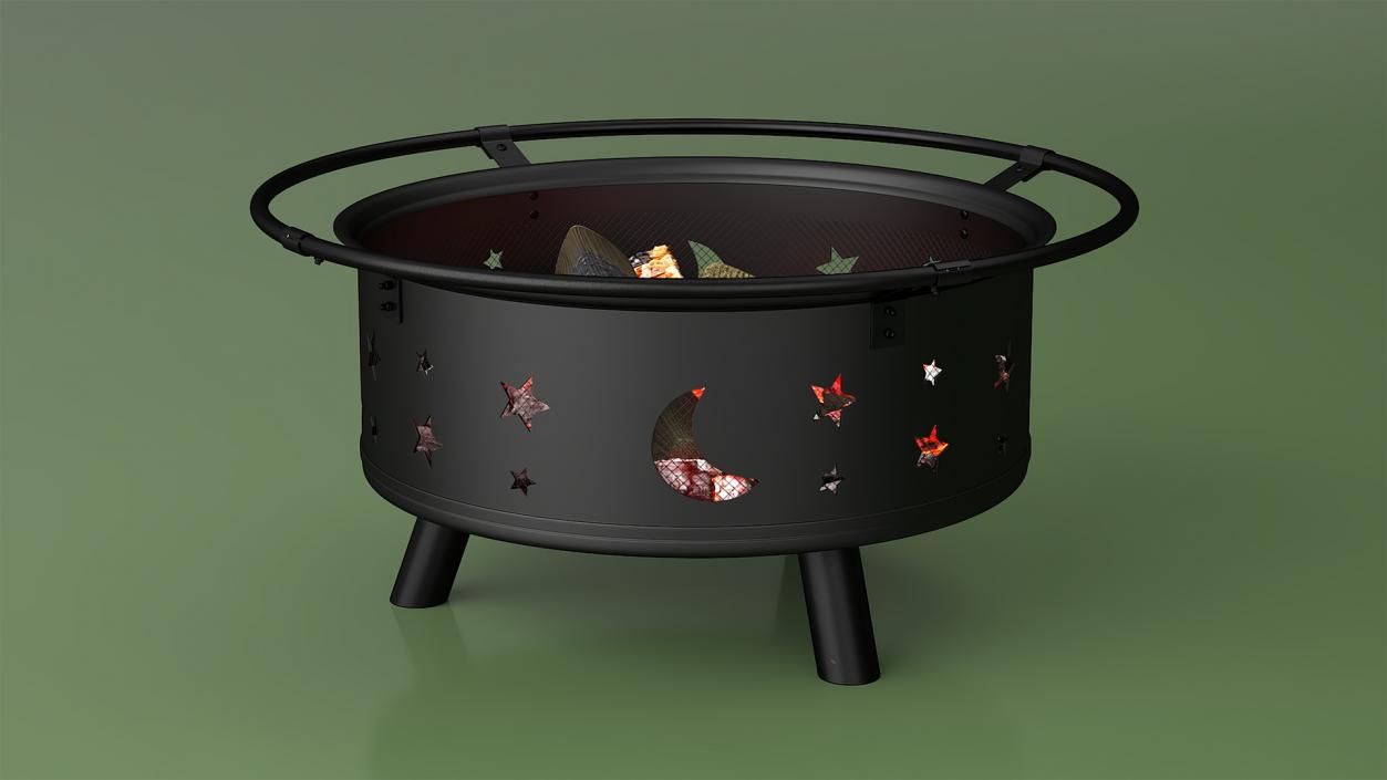 3D model Outdoor Fire Pit with Firewood Open